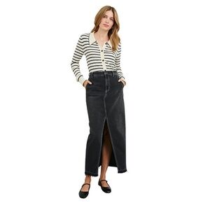 Rails Manhattan Denim Maxi Skirt Eclipse Wash Size 29 NWT High Rise Front Slit